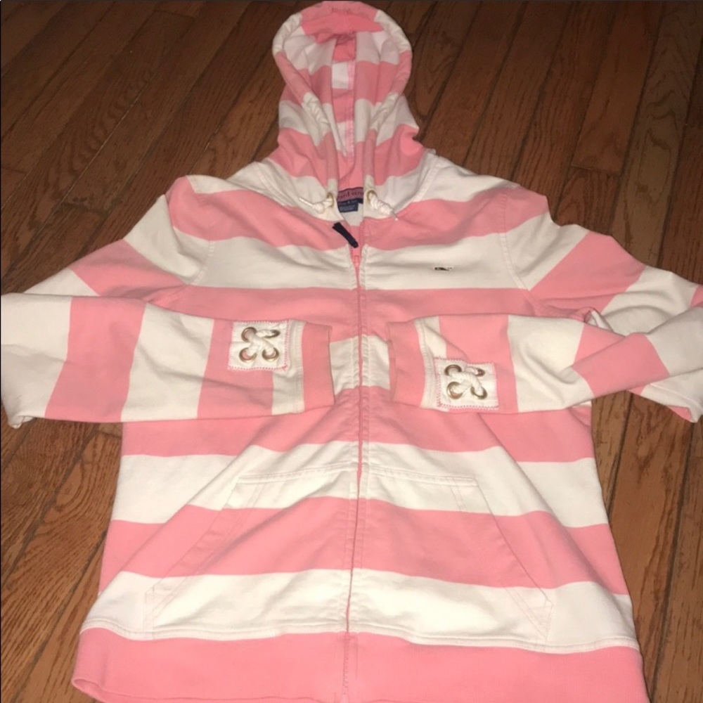 Vineyard Vines Pink & White Hoodie Size Small EUC